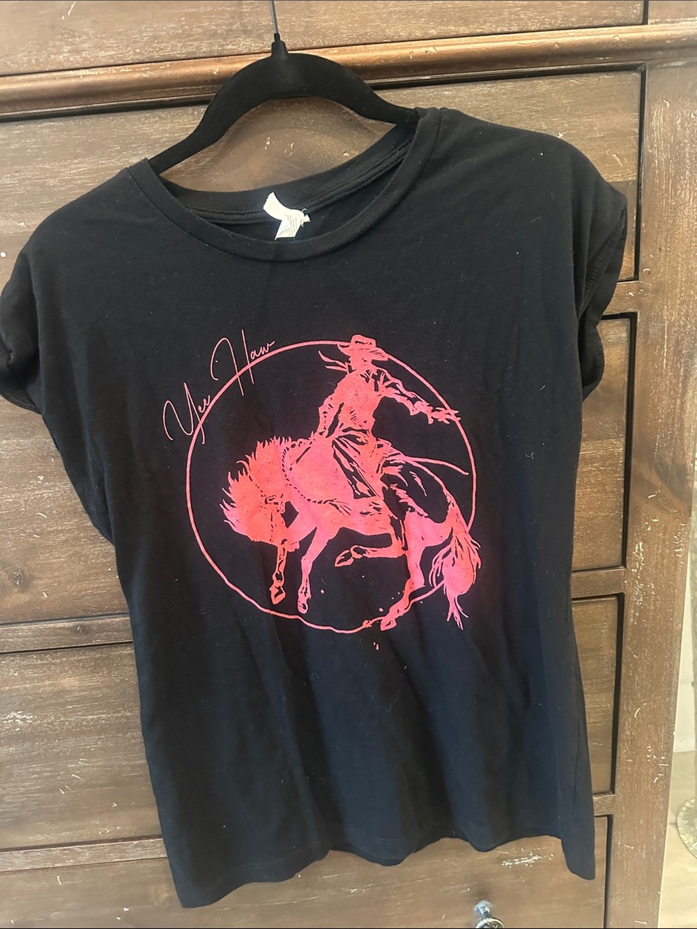 Black Tee with Pink Rodeo Graphic